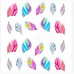 1pcs FEATHER Nail Art Water Transfer Decal Sticker Rainbow Dreams Bright Color Stickers For Nails Stickers For French Manicure