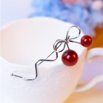 1pcs Summer Fashion Women Girl Lovely Korean Red Cherry Shaped Bowknot Hairpin Twist Hair Clip Hairpin Barrette Hair Accessories