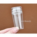 1set Unique New Design Pure Clear Nail Art Stamper Scraper Set with Cap 2.8cm Transparent Silicone Marshmallow Nail Stamp Tools