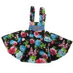 2-5Y Child multi-Flowers Print Strap Dress butterfly shape Rhinestones Girl's stainless button Slip Dress Braces wear 2016 LLDNN