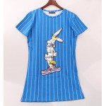 2 Colors 2016 Summer Women Bugs Bunny Printed Printing Sleeveless T-Shirt Long Tank Tops Waistcoat Skinny Vest Dress free ship