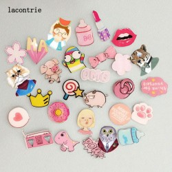 2 PCS Pink Color Series 1 Icons On backpack Free Shipping Acrylic Badges Cartoon Pin Badges For Clothes Decoration Badge