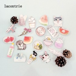 2 PCS Pink Series No.4 Icons Free Shipping Kawaii Acrylic Pin Badges Backpack Pin Badge Icon Pins Decoration