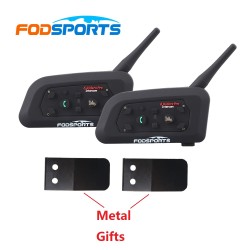 2 pcs 2017 Updated Version Fodsports V6 6 riders Pro Motorcycle Helmet Bluetooth Intercom Headset Moto BT Interphone+Metal Sheet