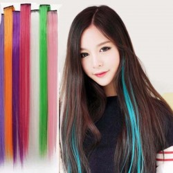 20 Inch  Long Hair 1 Clip In Hair Weaving Colorful Hair Extension Fake Hair Piece For Cosplay 20 Colors 2 Pieces