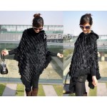 2014 New Hot Sale Winter Coat Natural Rabbit Fur Outwear Factory Sale Women Rabbit Fur Knitted Batwing Coat