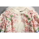 2014 new spring women flare sleeves appliques flowers patterns printed runway jacquard dress luxury brand sheath vintage dresses