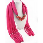 2015 Fashion New Design Classic Long Fruit Grape& Beads Pendant Solid Polyester Winter Warm Scarves