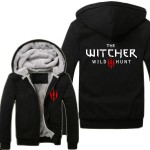 2015 Game The Witcher 3: Wild Hunt Wolf Head Hoodies Super Warm Fleece Winter Zip up Printing Coats Sweatshirts