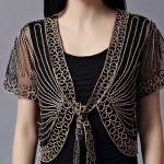 2015 High quality Summer Fashion Womens Clothing Wild Perspective Small Shawl Chiffon Lace Cardigan Gauze Lacing Boleros 802E 30