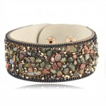 2015 Hot Ssle Fashion women charm wrap Bracelets Slake Leather Bracelets With Crystals Stone Couple Jewelry Size 2.8*21cm