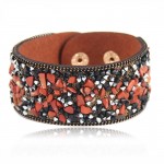 2015 Hot Ssle Fashion women charm wrap Bracelets Slake Leather Bracelets With Crystals Stone Couple Jewelry Size 2.8*21cm