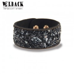 2015 Hot Ssle Fashion women charm wrap Bracelets Slake Leather Bracelets With Crystals Stone Couple Jewelry Size 2.8*21cm