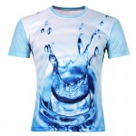 2015 Men Fashion 3D Animal Creative t-Shirt, Lightning/smoke lion/lizard/water droplets 3d printed short sleeve T Shirt M-4XL g