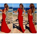 2015 New Summer Polyester Nylon Floor-Length Long Sleeveless Women Dresses Solid Color Backless Sheath Vestidos Party Dress