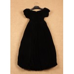 2015 Summer Sweet Elegant Fashion Short Puff Sleeve Pure Black & Blue Medium-long Dress