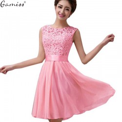 2015 White Lace Short Prom Gowns Vintage Chiffon Elegant Formal Party Dress Women Sleeveless Summer Style Plus Size Dress XXL