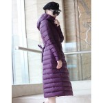 2015 Women Ultra Long Down Coat Down Parka Hooded Warm Coat Ultralight Parka Purple Green Free Shipping