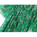 2015 Women's BOHEMIAN Printed Floral Ethnic Green Deep V neck Long Chiffon Dresses Fashion Gisele Beach Dress Sexy MAXI Dress