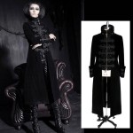 2015 autumn winter woman wool long coat turtleneck goth punk man with thick coat slim dust coat stage costumes