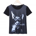 2015 casual fashion t shirt women gun&dog printed t-shirt summer short sleeve plus size rock punk tees woman tops