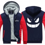 2016  Men Hoodies Pocket Monster Anime Gengar Pokemon Hip Hop Sweatshirts Zipper Fleece Tracksuits USA EU size Plus size