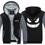 2016  Men Hoodies Pocket Monster Anime Gengar Pokemon Hip Hop Sweatshirts Zipper Fleece Tracksuits USA EU size Plus size