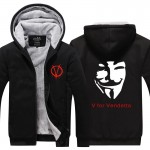 2016  Winter  V for Vendetta Mask Rangers Men hooded Sweatshirts Thicken Zipper hoodies outerwear Jackets  USA EU size Plus size