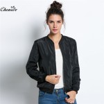 2016 Autumn Fashion Bomber Jacket Women Long Sleeve Basic Coats Casual Thin Slim Outerwear Short MA1 Pilot Bomber Jackets