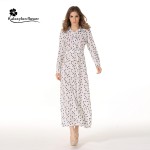 2016 Autumn Fashion Women Vintage Cotton Floral Print Robe Maxi Dresses Slim Shirt Dress Lapel Long Sleeve Party Dress Vestidos