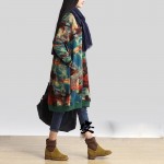 2016 Autumn National Style Long-Sleeved Mini Vestidos O-Neck Printed Pullover With Pockets Casual Big Size Female Tunic Dresses