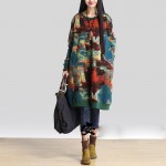 2016 Autumn National Style Long-Sleeved Mini Vestidos O-Neck Printed Pullover With Pockets Casual Big Size Female Tunic Dresses