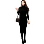 2016 Autumn/Winter Women Clothes  Elegant Turtlenecked Coarse Needle Knitting  Stretch Long Sheath Women Casual Dress