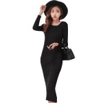 2016 Autumn/Winter Women Clothes Korea Sexy Solid Slit 3color O-Neck knitting Dress Wear To Party Bottoming Women Casual dresses