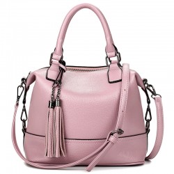 2016 Bolsa Feminina Pink Bucket  Bag Tassel Leather Bags Handbags Women Famous Brands Tote Bags Simple Shoulder Messenger Bolsas