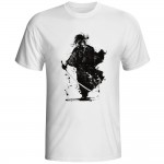 2016 Brand Men T Shirt New Hand Drawn Japanese Lonely Soldier Warrior Samurai T-shirt Casual White Short Sleeve Tshirt