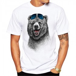 2016 Cheapest Fashion Laughing Bear Men T-shirt Short sleeve men The Happiest Bear Retro Printed T Shirts Casual Funny Tops