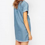 2016 Denim Dress Summer Women O-neck Short Sleeve above Knee Embroidery Dress Vestidos  Vestido curto APWM1