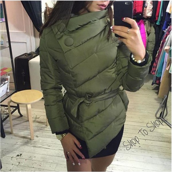 2016 Down jacket women duck down coat irrgeular high collar with belt parkas for women winter 3 colors warm outerwear coats