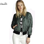 2016 European Style Womens Retro Long Sleeve O-Neck Short Zipper Slim Bomber Jacket Casual Coat MA1 Pilot Bomber Jackets