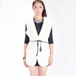 2016 Fashion Cashmere Hooded  Long Section Lamb Velvet Jackets With Belt Lamb Velvet Jacket Open Stitch Chaquetas Mujer