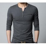 2016 Fashion Mens Slim Fit Long Sleeve T-Shirts Stylish Luxury Men V Neck Cotton T Shirt Tops Tee