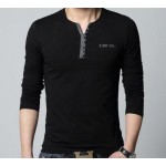 2016 Fashion Mens Slim Fit Long Sleeve T-Shirts Stylish Luxury Men V Neck Cotton T Shirt Tops Tee