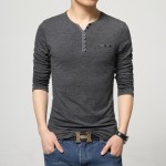 2016 Fashion Mens Slim Fit Long Sleeve T-Shirts Stylish Luxury Men V Neck Cotton T Shirt Tops Tee