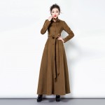 2016 Fashion Solid Color Wool Coat Long Wool Jacket Women'S Vintage Mandarin collar Slim Overcoat Women Winter Coat Plus Size