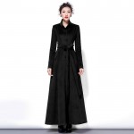 2016 Fashion Solid Color Wool Coat Long Wool Jacket Women'S Vintage Mandarin collar Slim Overcoat Women Winter Coat Plus Size