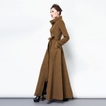 2016 Fashion Solid Color Wool Coat Long Wool Jacket Women'S Vintage Mandarin collar Slim Overcoat Women Winter Coat Plus Size