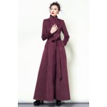 2016 Fashion Solid Color Wool Coat Long Wool Jacket Women'S Vintage Mandarin collar Slim Overcoat Women Winter Coat Plus Size