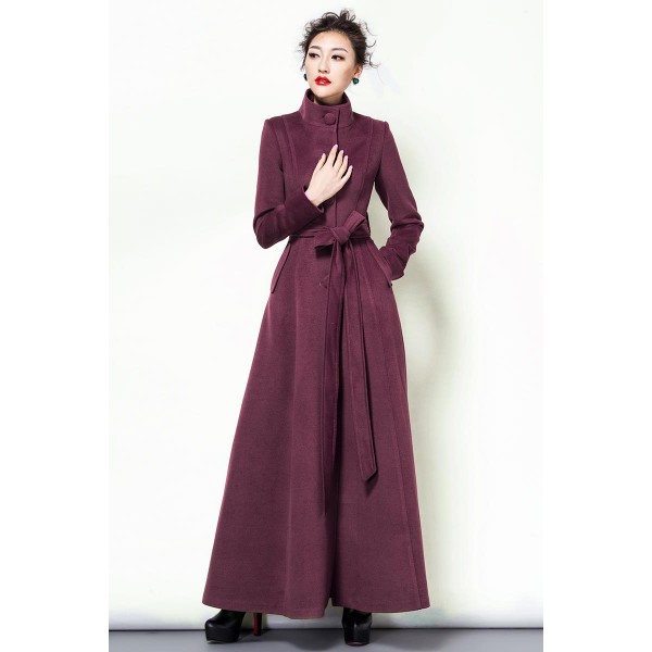 2016 Fashion Solid Color Wool Coat Long Wool Jacket Women'S Vintage Mandarin collar Slim Overcoat Women Winter Coat Plus Size