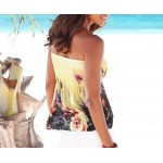 2016 Fashion Women Strapless Top Floral Print Loose Sexy Tank Top Beach Tee Shirts Casual Summer Halter Vest Camis
